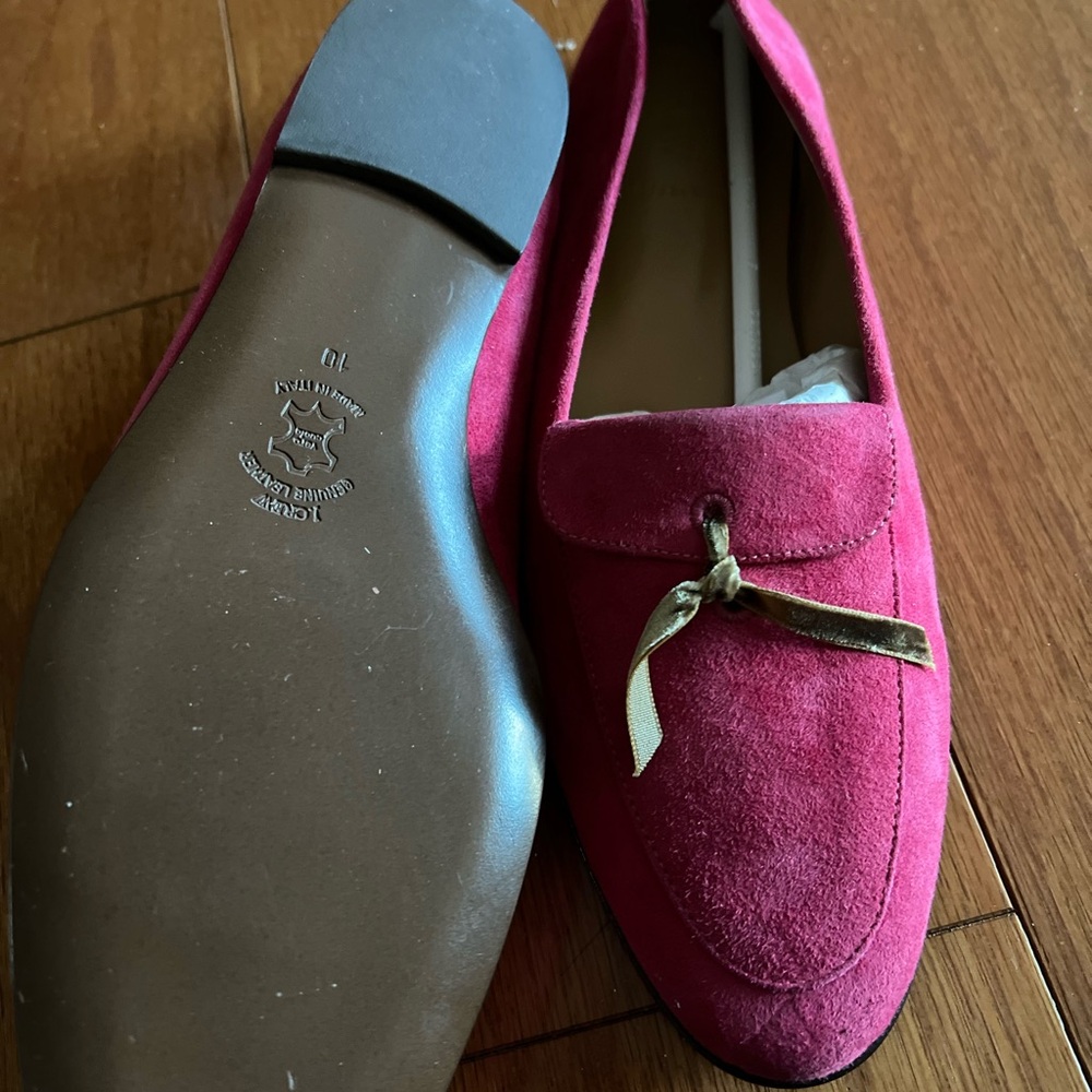 NEW J Crew Pink Suede Loafers Size: 10